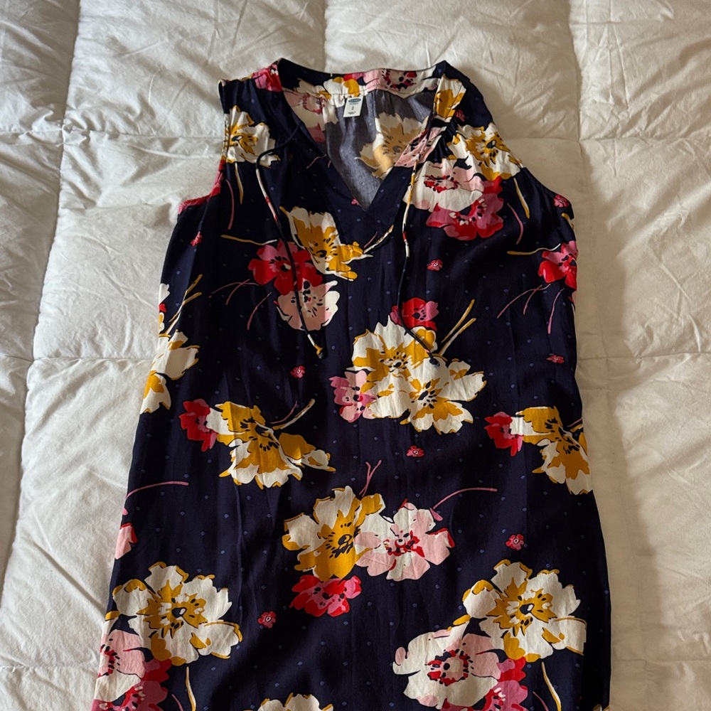 Old Navy Floral Midi Dress - Navy, Pink, Yellow